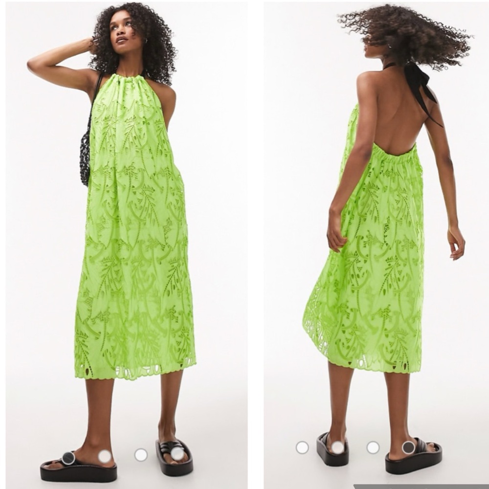 Topshop Neon Green Backless Dress